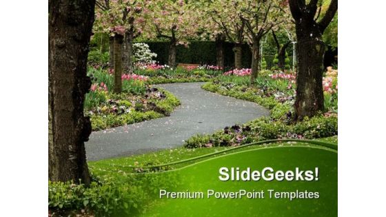 Blossom Path Nature PowerPoint Template 1010 Blossom Path Nature PowerPoint Template 1010