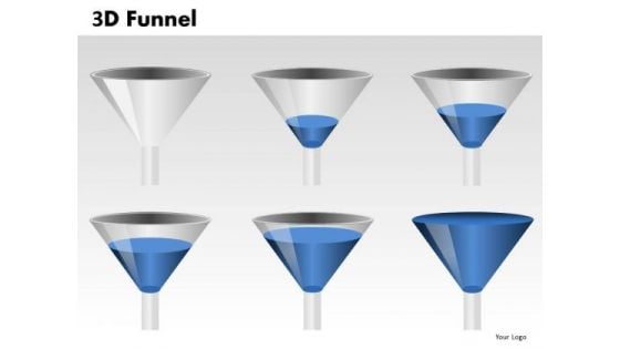 Blue 3d Funnels PowerPoint Slides