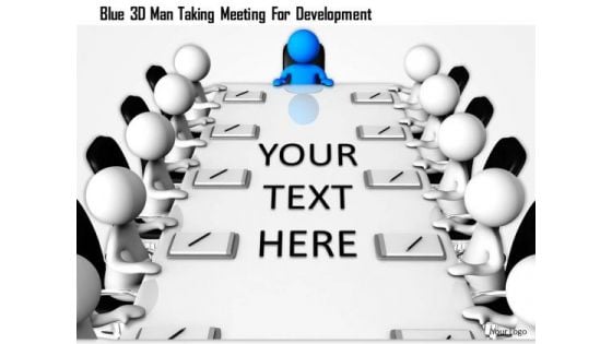 Blue 3d Man Taking Meeting For Development