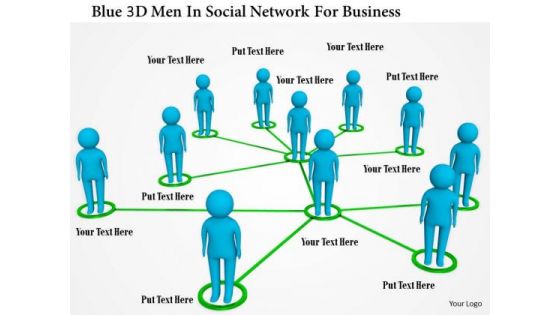 Blue 3d Men In Social Network For Business