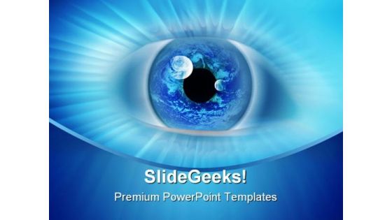 Blue Binary Eye Business PowerPoint Template 0810