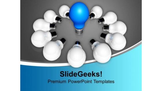 Blue Bulb Surrounded By White Bulbs Teamwork PowerPoint Templates Ppt Backgrounds For Slides 1212 Blue Bulb Surrounded By White Bulbs Teamwork PowerPoint Templates Ppt Backgrounds For Slides 1212