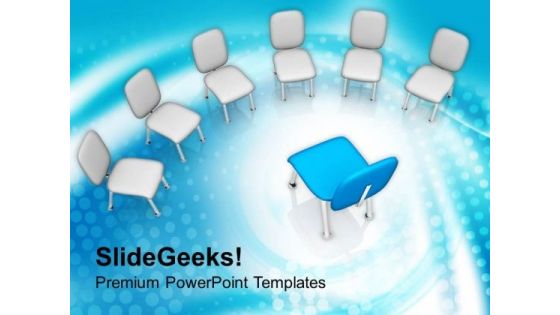 Blue Chair In White Chairs PowerPoint Templates Ppt Backgrounds For Slides 0713