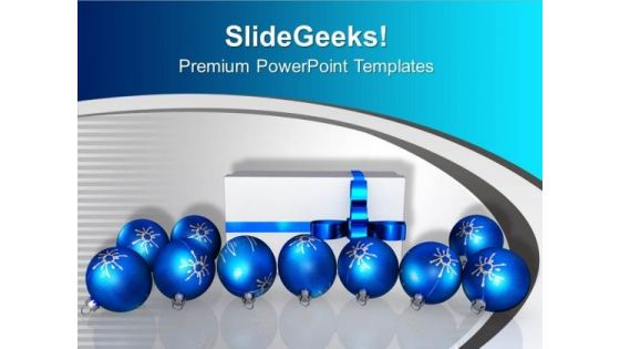 Blue Christmas Balls Gift Wrapped Celebration PowerPoint Templates Ppt Backgrounds For Slides 0113