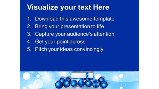 Blue Christmas Balls With Gift Decoration PowerPoint Templates Ppt Backgrounds For Slides 1212