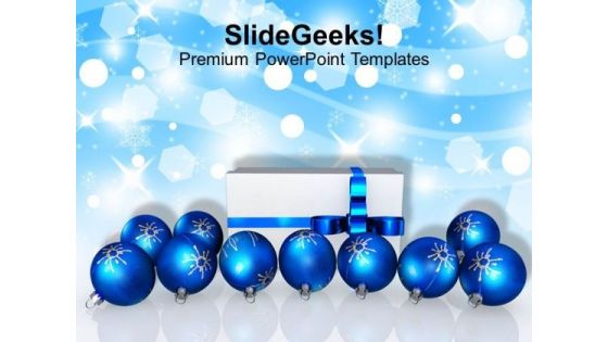 Blue Christmas Balls With Gift Decoration PowerPoint Templates Ppt Backgrounds For Slides 1212