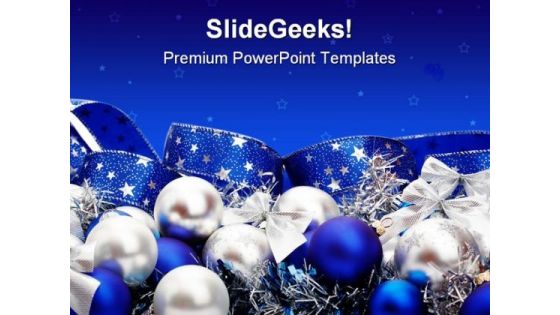 Blue Decorations Christmas PowerPoint Template 0610