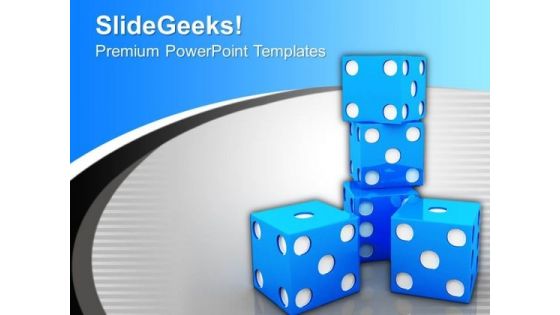Blue Dices Leisure Game PowerPoint Templates Ppt Backgrounds For Slides 0113
