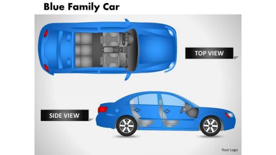 Blue Family Car Top View PowerPoint Slides And Ppt Diagram Templates