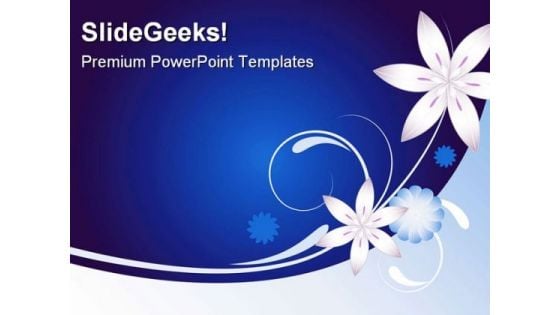 Blue Floral01 Abstract Beauty PowerPoint Template 0910