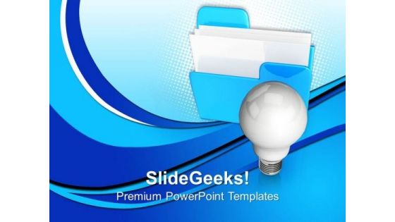 Blue Folder With Bulb Technology PowerPoint Templates And PowerPoint Themes 0812