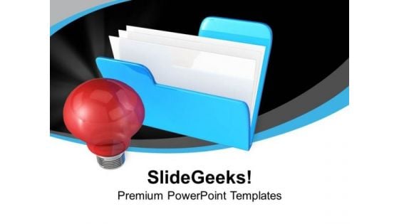 Blue Folder With Red Light Bulb PowerPoint Templates Ppt Backgrounds For Slides 0313