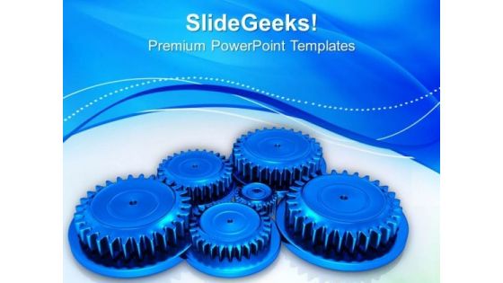 Blue Gears Over A Stylish Background PowerPoint Templates Ppt Backgrounds For Slides 0713