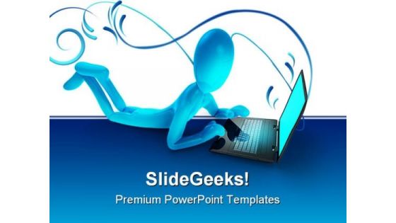 Blue Man With Laptop Computer PowerPoint Templates And PowerPoint Backgrounds 0211