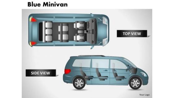 Blue Minivan Side View PowerPoint Slides And Ppt Diagram Templates