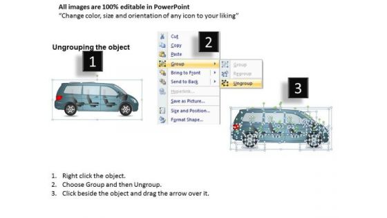 Blue Minivan Side View PowerPoint Slides And Ppt Diagram Templates