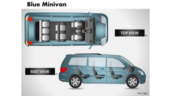 Blue Minivan Top View PowerPoint Slides And Ppt Diagram Templates