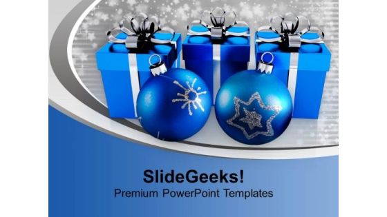 Blue Ornaments And Gifts Christmas Eve PowerPoint Templates Ppt Backgrounds For Slides 1112