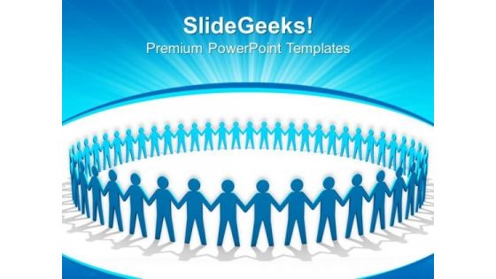 Blue People Holding Hands In Circle Business PowerPoint Templates And PowerPoint Themes 0712