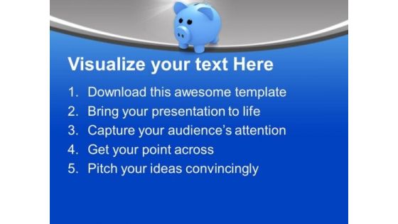 Blue Piggy Bank Savings PowerPoint Templates Ppt Backgrounds For Slides 0313