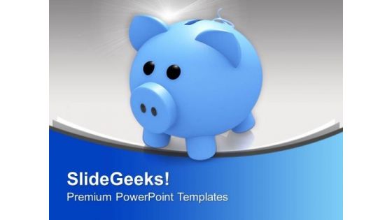 Blue Piggy Bank Savings PowerPoint Templates Ppt Backgrounds For Slides 0313