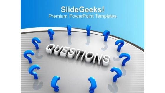 Blue Question Marks Around The Word Marketing PowerPoint Templates Ppt Backgrounds For Slides 0113