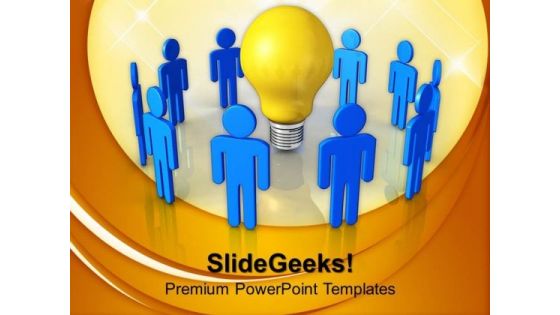 Blue Team With Yellow Bulb PowerPoint Templates And PowerPoint Themes 1012