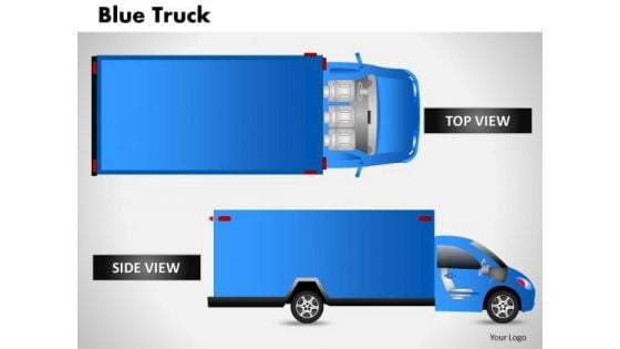 Blue Truck Side View PowerPoint Slides And Ppt Diagram Templates