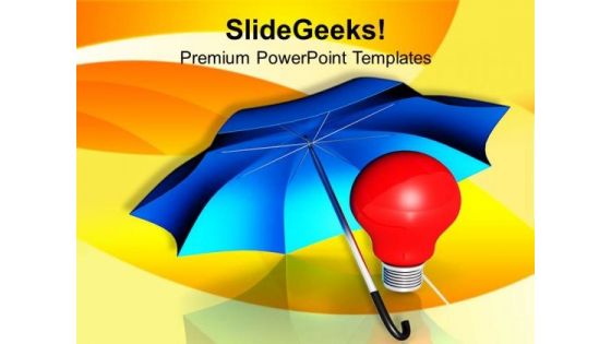 Blue Umbrella With Red Bulb Protection PowerPoint Templates Ppt Backgrounds For Slides 0113 Blue Umbrella With Red Bulb Protection PowerPoint Templates Ppt Backgrounds For Slides 0113