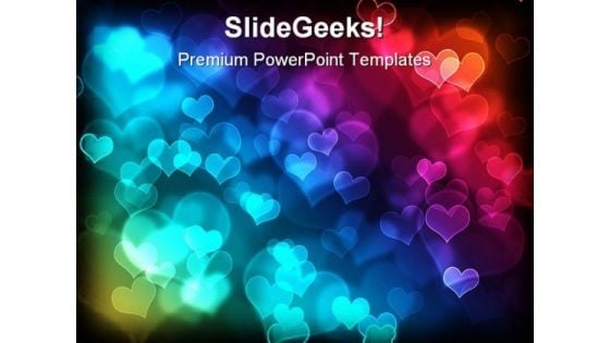 Bokeh Effect Heart Background PowerPoint Template 0610