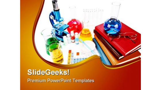 Books And Flasks Science PowerPoint Backgrounds And Templates 1210