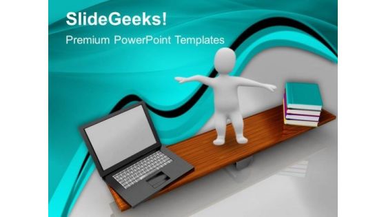 Books And Laptop Education PowerPoint Templates And PowerPoint Themes 1012