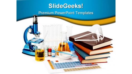 Books Flasks Science PowerPoint Template 0810