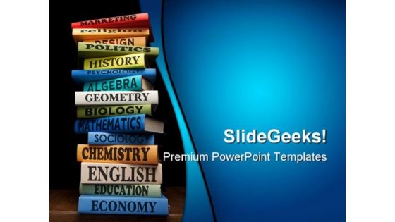 Books Of Different Subjects Education PowerPoint Templates And PowerPoint Backgrounds 0311
