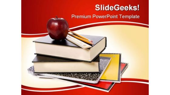Books With Apple Education PowerPoint Backgrounds And Templates 1210