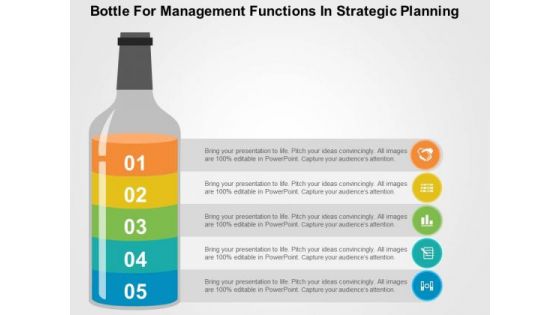 Bottle For Management Functions In Strategic Planning PowerPoint Template