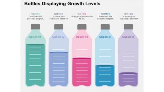 Bottles Displaying Growth Levels PowerPoint Template