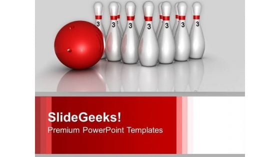 Bowling Pins And Ball Sports Competition PowerPoint Templates Ppt Backgrounds For Slides 0113