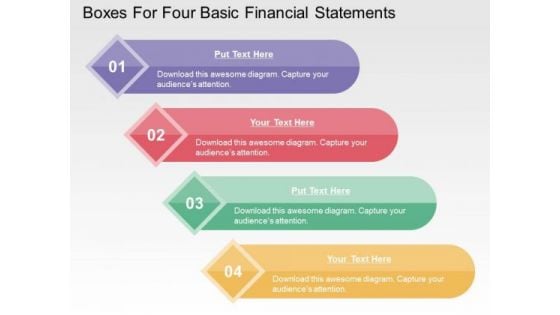 Boxes For Four Basic Financial Statements PowerPoint Templates