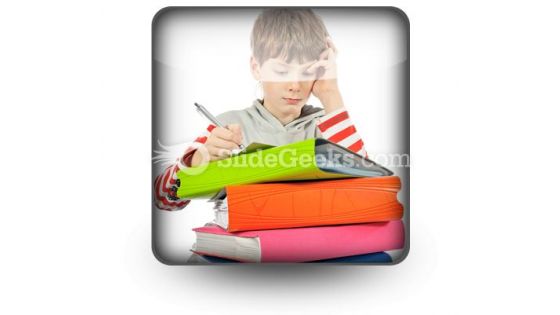 Boy With Books PowerPoint Icon S