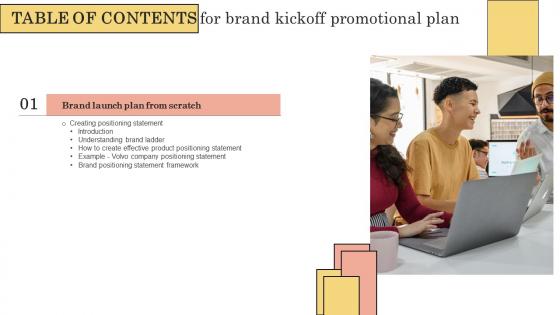 Brand Kickoff Promotional Plan For Table Of Contents Ideas Pdf