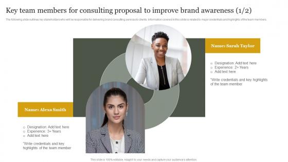 Brand Presence Enhancement Consulting Key Team Members For Consulting Proposal Download Pdf