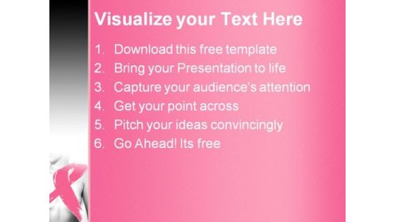 Breast Cancer PowerPoint Template with Ribbon Image on the Right