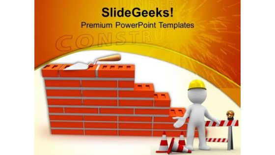 Bricks Wall Construction Background PowerPoint Templates Ppt Backgrounds For Slides 0713