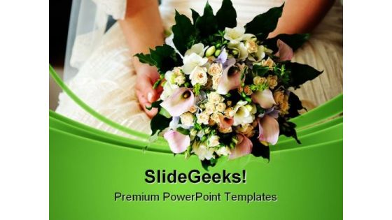 Bride Holding Bouquet Wedding PowerPoint Templates And PowerPoint Backgrounds 0311