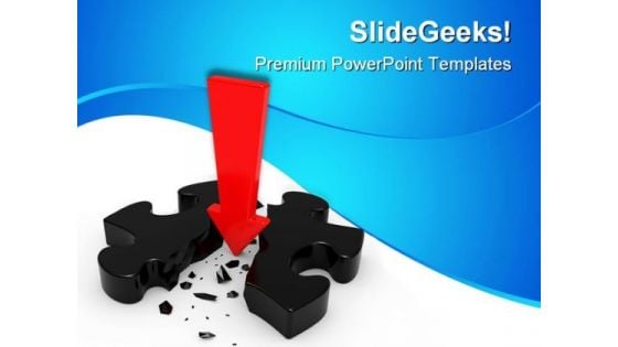 Broken Puzzle With Red Arrow Business PowerPoint Themes And PowerPoint Slides 0411