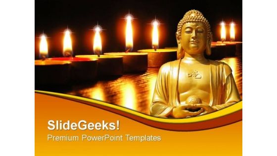 Buddha Statue With Candles Festival PowerPoint Templates And PowerPoint Themes 0812