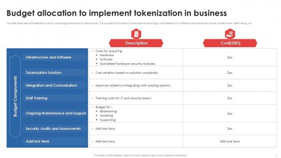 Budget Allocation To Implement Tokenization In Business PPT Example Budget Allocation To Implement Tokenization In Business PPT Example