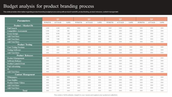 Budget Analysis For Product Branding Process Effective Brand Maintenance Information Pdf