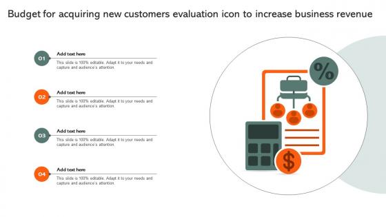 Budget For Acquiring New Customers Evaluation Icon To Increase Business Revenue Mockup Pdf